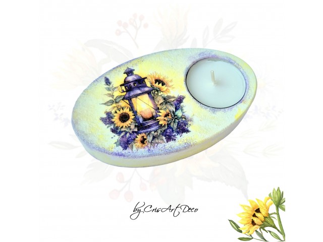 Suport decorativ pentru lumanare - felinar cu floarea soarelui 115420